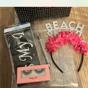 Silver and Pink 40th Birthday Headband & bundle
